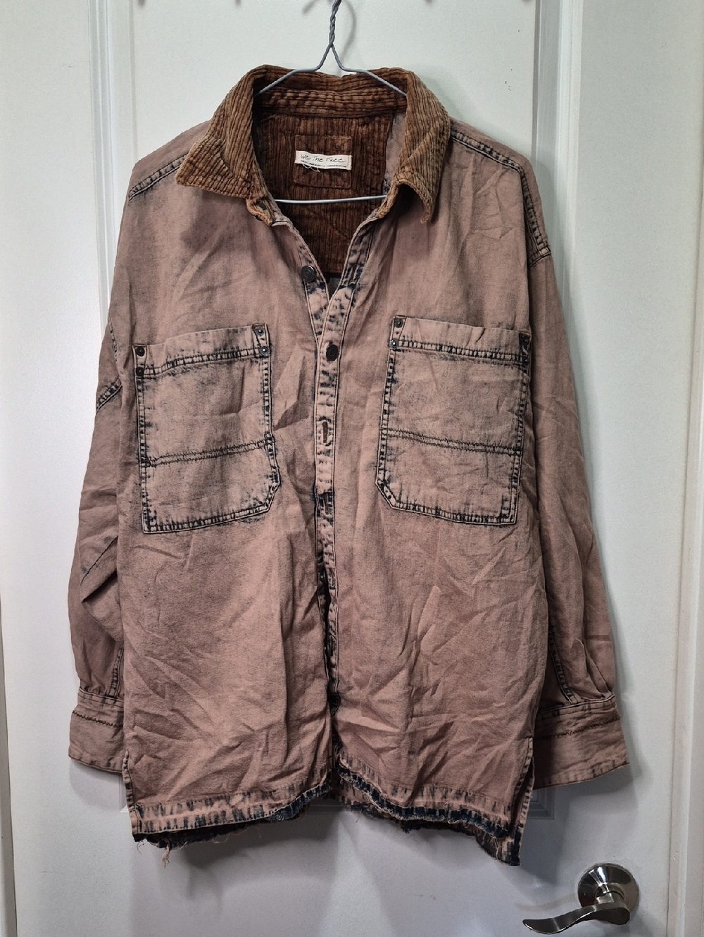 We The Free Free People Beige Brown Cord Collar Oversized Jacket
